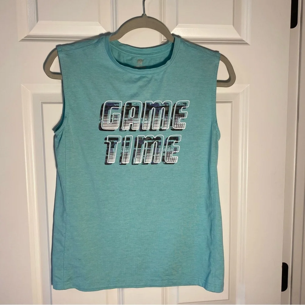 Runway Boys Sleeveless Tank Top - Turquoise - Large 12/14 - Game Time